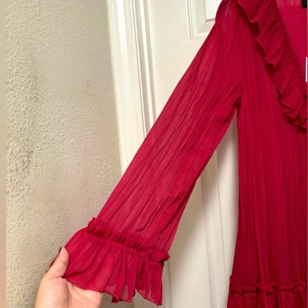 Chic Red Ruffled Dress - Picture 7 of 8